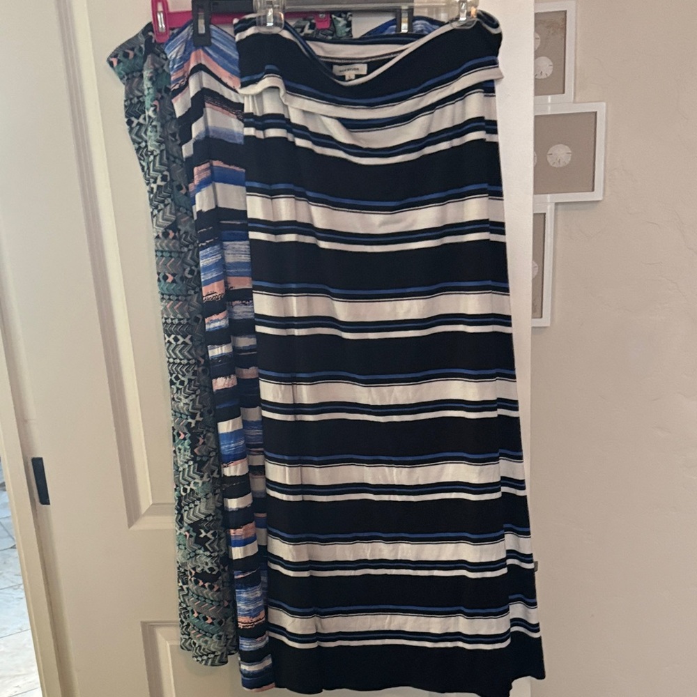 Karen Kane Striped Maxi Skirt - Black, White, Blue, Max studio and Karen Kane